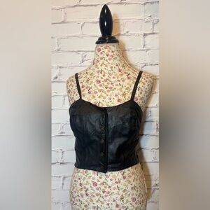 Bonus Black Leather Cropped Top Size XL